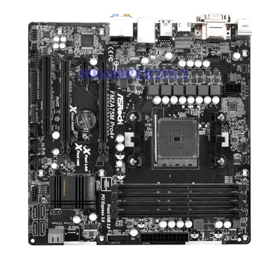 ASRock FM2A75M Pro4+ Socket FM2+ Motherboard AMD A75 DDR3 DIMM USB3.0 Micro ATX - Image 1 of 4