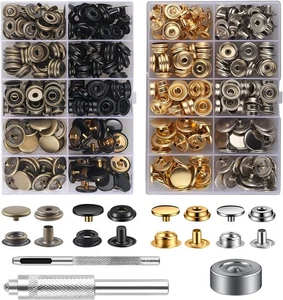 400Pieces (100 Sets) Leather Snap Fastener Kit Tool 5/8inches (15mm) Snap But... - Picture 1 of 6