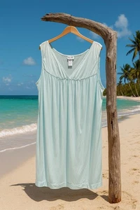 Vintage Vanity Fair langes weiches blaues Nachthemd ärmellos Gr. XXXL 3X - Bild 1 von 8