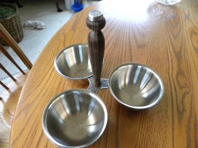 Pieza para servir condimentos triples de acero inoxidable 18-8 - COMO NUEVO Foto 1 de 4