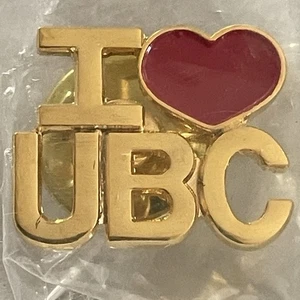 I Love UBC Gold Tone Lapel Pin United Brotherhood Of Carpenters Red Heart ❤️ - Picture 1 of 3