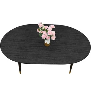 Oval Fitted Vinyl Tablecloth - Black Wood - Fits 48 x 68 Inch Oval Table - Wa... - Picture 1 of 6