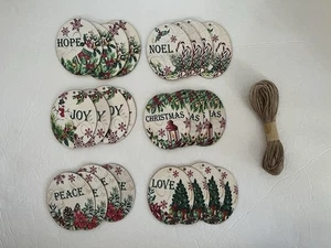 NEW Set Of 24 Inspirational Wooden Christmas Ornaments Hope Joy Peace Love Noel - Picture 1 of 11