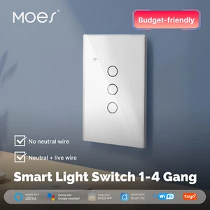 MOES WiFi Smart Wall Light Switch Alexa Google -No Neutral/N+L Wiring Optional- - Picture 1 of 19