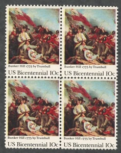 US. 1564. 10c. Bunker Hill Battle, 200th ANNIV. Block of 4. MNH. 1975 - Picture 1 of 2