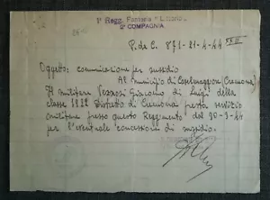 1° REGG. FANTERIA "LITTORIO" - Comunicazione per Sussidio - WWII RSI 1944 - Foto 1 di 2