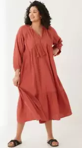 FATFACE Dress 16 Orange Marissa Boho Tassel Cotton Maxi Length BNWOT - Picture 1 of 17
