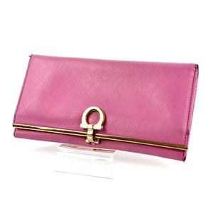 Salvatore Ferragamo Long Wallet Bi-fold Wallet Gancini Leather 0120 - Picture 1 of 12