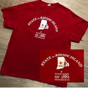 mens American Red Cross T-Shirt XL Red State of Rhode Island Blood Donor - Picture 1 of 13