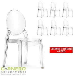 Set 6 Sedie ELISABETH Gihome ® policarbonato trasparente simil Victoria Ghost - Foto 1 di 7