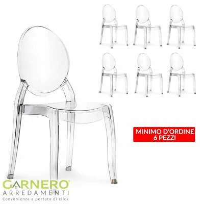 Set 6 Sedie ELISABETH Gihome ® policarbonato trasparente simil Victoria Ghost - Immagine 1 di 4