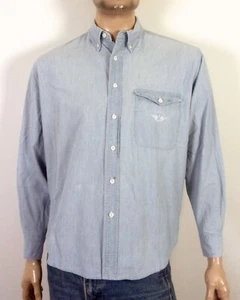 vintage 80s 90s Levis Dockers Chambray Denim Shirt OCBD Pocket Logo SZ M - Picture 1 of 5