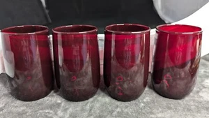 4 Ruby Red Juice Glasses Mid Century Modern Replacement Pieces - Picture 1 of 6