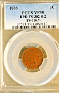 1888 Indian Cent RPD FS-302, S-2 PCGS VF35 - Picture 1 of 5