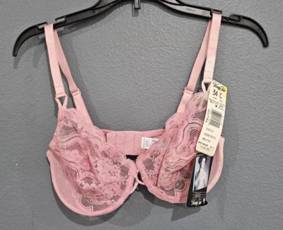 Nwt Vintage VANITY FAIR Dusty Mauve Stretchy Lace Underwired Bra 34C - Image 1 of 4