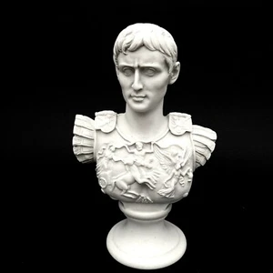 AUGUSTUS CAESAR IN CENTURION ARMOUR - MARBLE BUST / SCULPTURE 6.5" - Picture 1 of 8