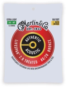 SATZ SAITEN AKUSTIKGITARRE 12 SAITEN MARTIN AUTHENTIC TREATED LIGHT MA180T - Bild 1 von 2