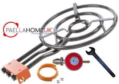 45cm Original Paellapfanne (20-70cm) 3 RIng Gasbrenner +1,5kg/h Propanregler  - Bild 1 von 4