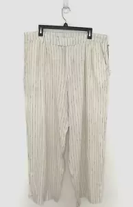A New Day Women's High-Rise Linen Blend Wide Leg Pants Size 17 White Stripe NWT - Picture 1 of 24