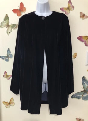 Adrienne Vittadini Collection Sz 8 Velvet Long Blazer Jacket Single Button Plum - Image 1 of 4