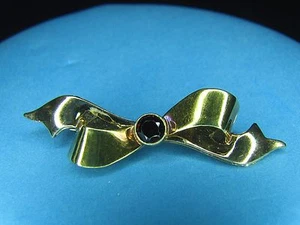 Bow Tie Brooches Red Tourmaline 14K Solid Rose Gold  Well Made   No Scrap  3.4g - Picture 1 of 12