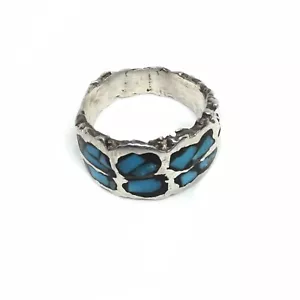 One of a Kind, Handmade Sterling Silver and Turquoise Men's Ring Size 11 #270 - Picture 1 of 6