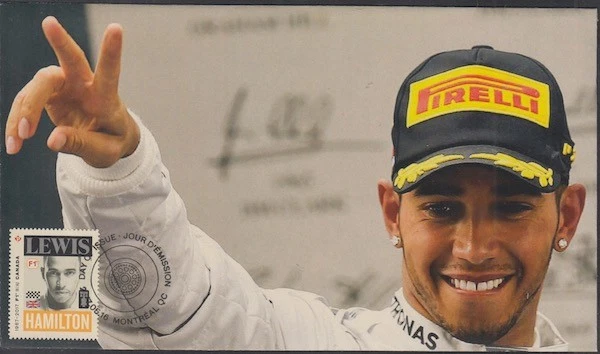 CANADA # 2997.7 - FORMULA 1 LEWIS HAMILTON  POSTAGE STAMP on SUPERB ENVELOPE #7 - Image 1 of 1