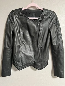 Trouve Soft Leather Moto Jacket Black XS Women’s Zip Up Zipper Cuff Biker Punk - Picture 1 of 5