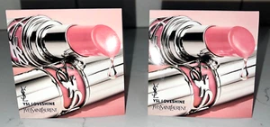 Set of 2 New YSL Yves Saint Laurent Loveshine Caring Lipstick Sample Cards/Brush - Picture 1 of 4