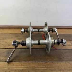 Vintage Campagnolo Record Hub Set 36 Hole 36h Italy QR 80s Front Rear A3 - Picture 1 of 13