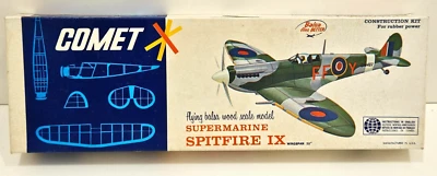 COMET SPITFIRE 20" WINGSPAN #3402 NEW FLYING BALSA WOOD TISSUE MODEL KIT - Image 1 of 2