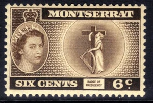 Montserrat 1953 QE2 6ct Badge Presidency MM Type 1 SG 142 ( M1266 ) - Picture 1 of 1