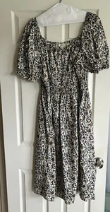 Ana Short Sleeve Midi A Line Dress Size XXL. Blue/brown Floral - Picture 1 of 4
