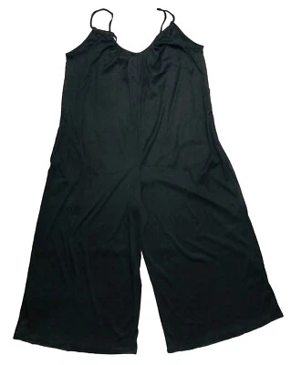 Three Bird Nest Jumpsuit M Black Wide Leg Textured Tie Back Slouchy Boho - Image 1 of 4