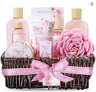 Cherry Blossom Bath Gift Set - Spa Kit with Body Lotion, Essential Oils for Wome