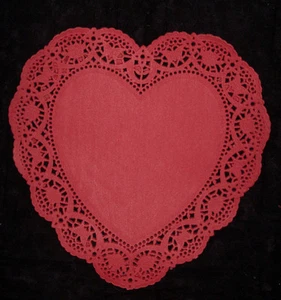 VALENTINES DAY DEEP RED 10" HEART PAPER DOILIES 8 PACKS LOT 80 DOILEY WEDDING !! - Picture 1 of 1