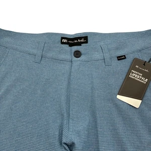 Travis Mathew Sand Harbor Mens 32x10 Striped Heather Blue Golf Shorts *NWT* $90 - Picture 1 of 7
