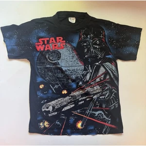 90er Star Wars Darth Vader Herren XL T-Shirt All Over Print fällt groß aus - Bild 1 von 5