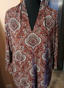 Talbots Mujer Petite Manga 1X 3/4 Granate y Blanco Usado en Excelente Condición  - Imagen 1 de 7