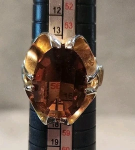 Vintage kräftiges ovales Topasglas goldfarben Gr. 7,5 - Bild 1 von 4