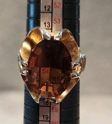 Vidrio topacio ovalado vintage audaz tono dorado talla 7,5 Foto 1 de 4