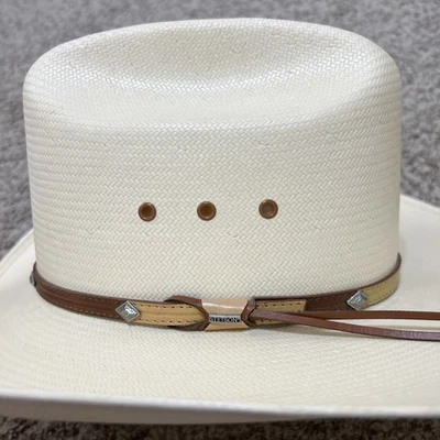 Chapéu Stetson Grant 10X Shantung palha cowboy faroeste natural tamanho 6 3/4 - Imagem 1 de 4
