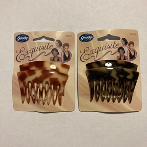 Goody Exquisite 2 Styling Combs Tan/Yellow, Browns 2.75” New 2000 (2 Diff.) A1 - Picture 1 of 11