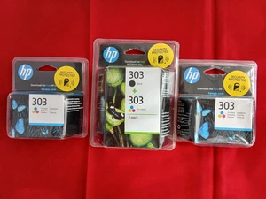 HP 303 czarne/trójkolorowe oryginalne wkłady atramentowe i wózki dodatkowe kolorowe X2 wygasły - Zdjęcie 1 z 6