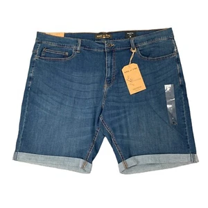 Ring Of Fire Shorts Mens 38 Blue Duke Denim Cuffed Hem Stretch High Rise Pockets - Picture 1 of 12