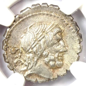 Q. Ant. Balbus AR Denarius Serratus Coin 83 BC - NGC MS (UNC) - 5/5 Strike! - Picture 1 of 4