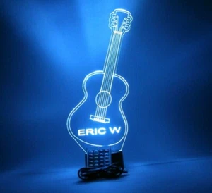 Guitar Night Light Up Lamp Personalized Acoustic Lap Guitar Music LED W/ Remote  - Bild 1 von 12