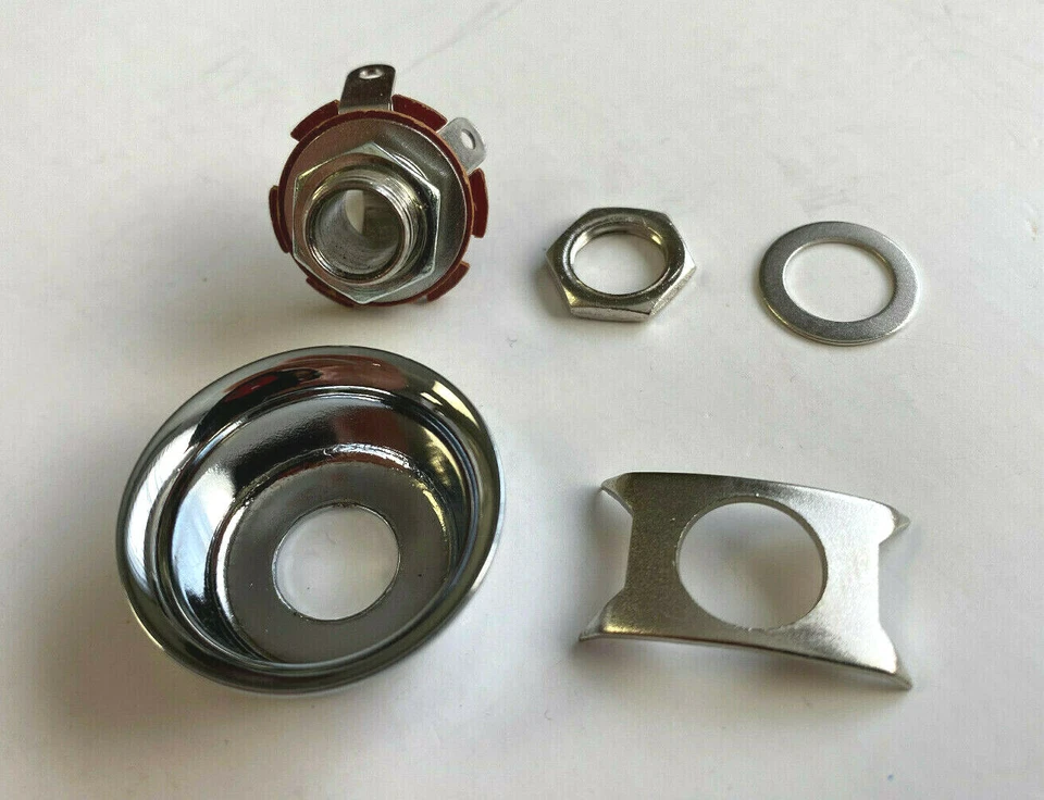 A3 Fender Style Tele/Telecaster Round Guitar Jack w/ Ferrule Plate & Jack! - Image 1 of 2