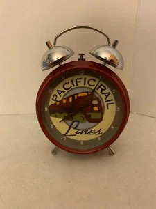 Pacific Rail Lines - Retro Metal Twin Bell Battery Alarm Clock - Target 2003 - Picture 1 of 9