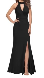 WOOSEA High Neck Sleeveless Split Bodycon Mermaid Evening Cocktail Long Dress- L - Picture 1 of 21